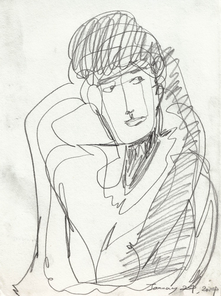 Pencil drawing of a man by Noriko Matsubara