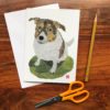 Dog in the Field Chigiri-e greeting card by Japanese artist Noriko Matsubara