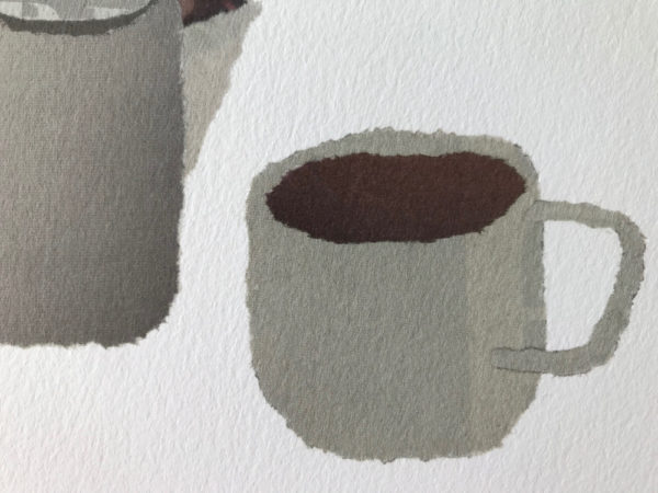 Teapot and Cup Chigiri-e Art print by Japanese artist Noriko Matsubara