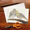 Pigeons Chigiri-e greeting card by Japanese artist Noriko Matsubara