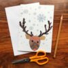Reindeer Chigiri-e Christmas card by Japanese artist Noriko Matsubara