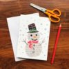 Snowman Chigiri-e Christmas card by Japanese artist Noriko Matsubara