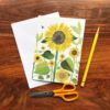 Sunflowers Chigiri-e greeting card by Japanese artist Noriko Matsubara