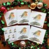 Set of 5 Christmas Chigiri-e Robin greeting cards (small) by Noriko Matsubara